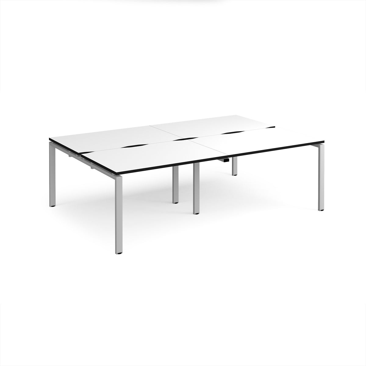 Adapt double back to back desks 2400mm x 1600mm - silver frame, White Top, black edge - view 1