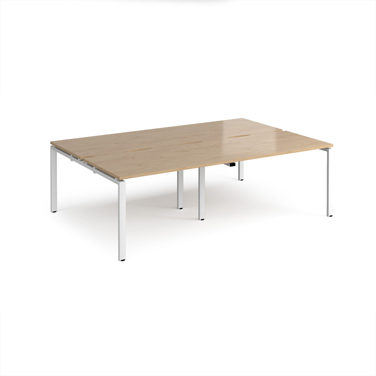 Adapt double back to back desks 2400mm x 1600mm - white frame, Kendal Oak Top - view 1