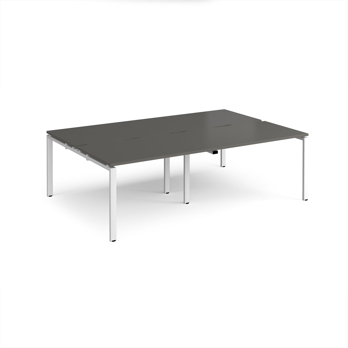 Adapt double back to back desks 2400mm x 1600mm - white frame, storm grey top - view 1