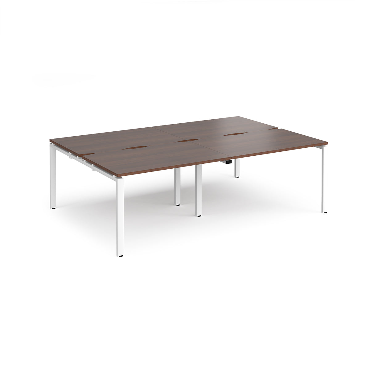Adapt double back to back desks 2400mm x 1600mm - white frame, Walnut top - view 1