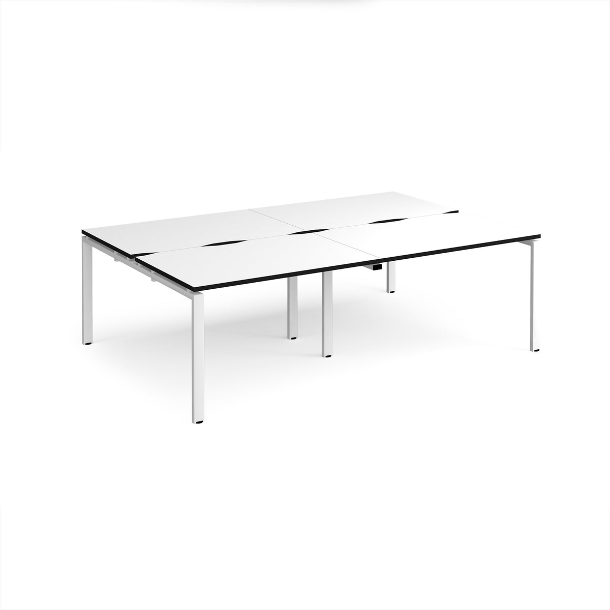 Adapt double back to back desks 2400mm x 1600mm - white frame, White Top, black edge - view 1