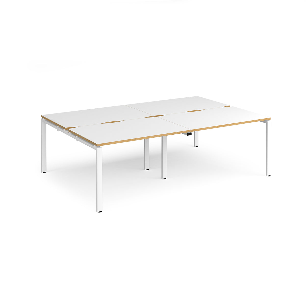 Adapt double back to back desks 2400mm x 1600mm - white frame, White Top with oak edging - view 1