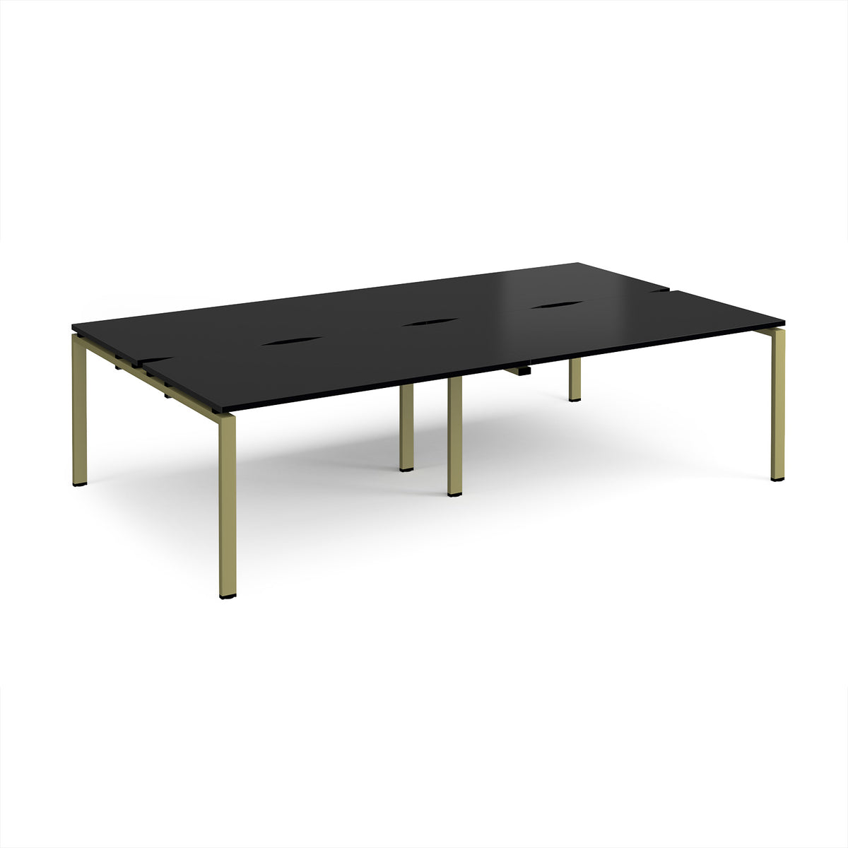 Adapt double back to back desks 2800mm x 1600mm - green frame, black top - view 1