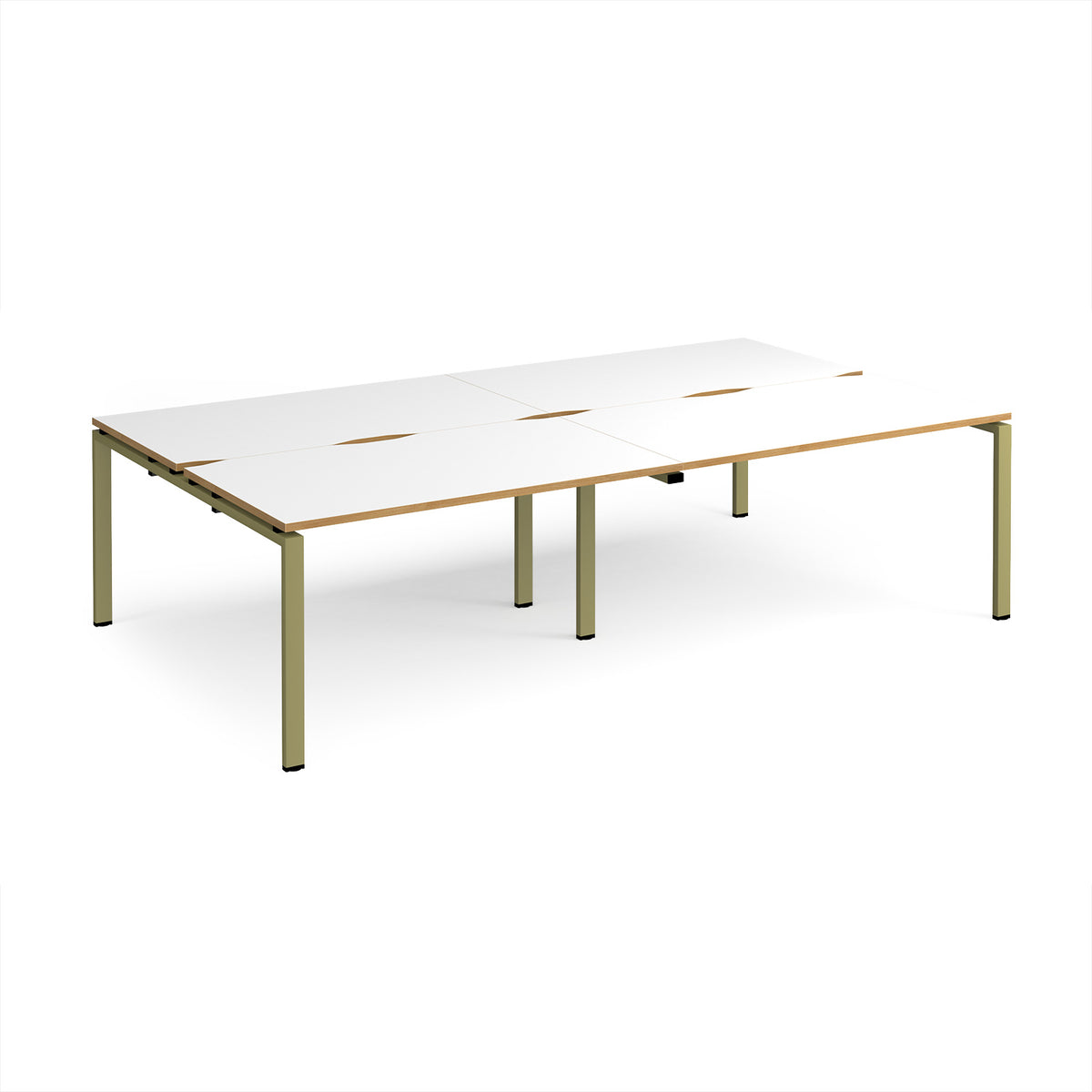 Adapt double back to back desks 2800mm x 1600mm - green frame, White Top, oak edge - view 1