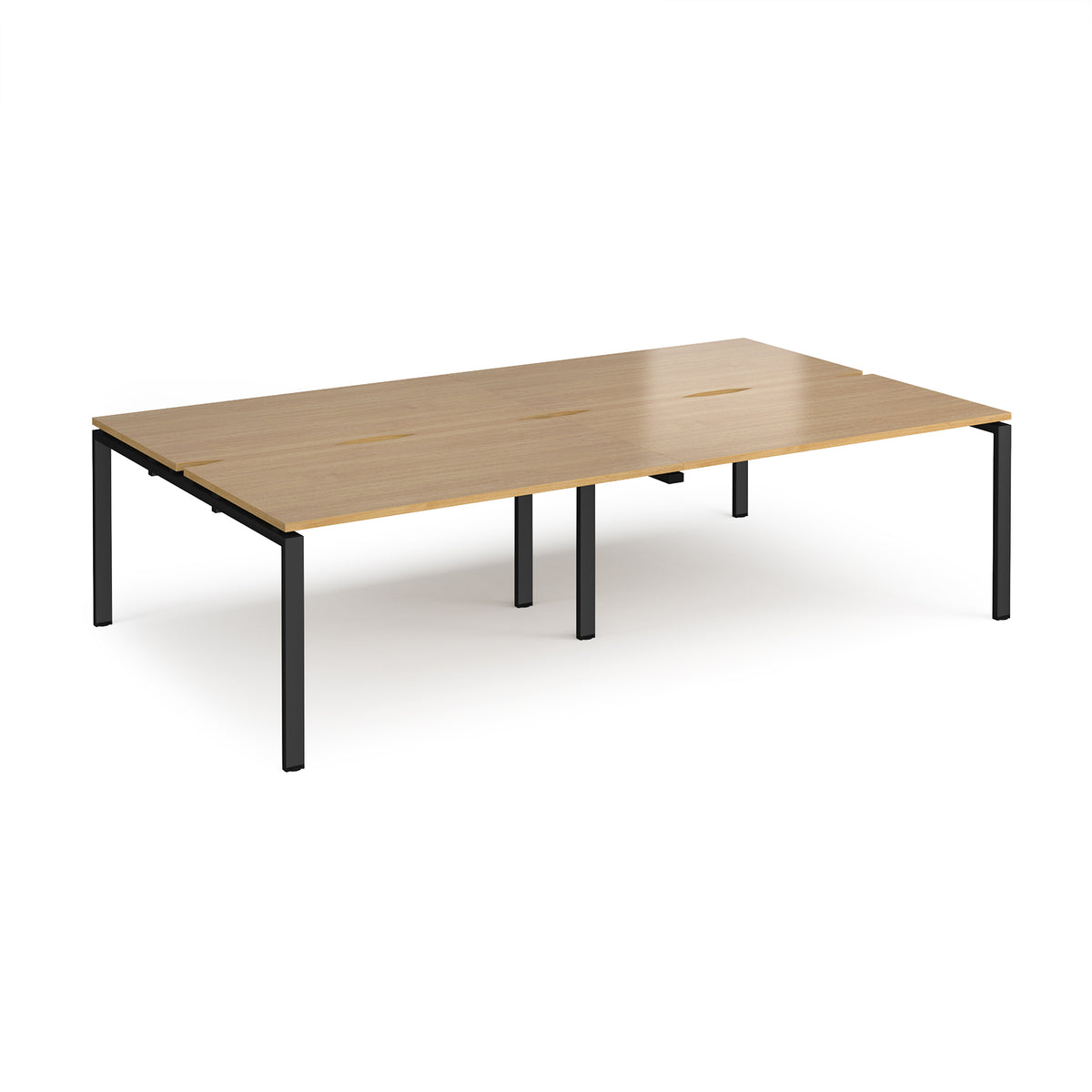 Adapt double back to back desks 2800mm x 1600mm - black frame, Oak Top - view 1