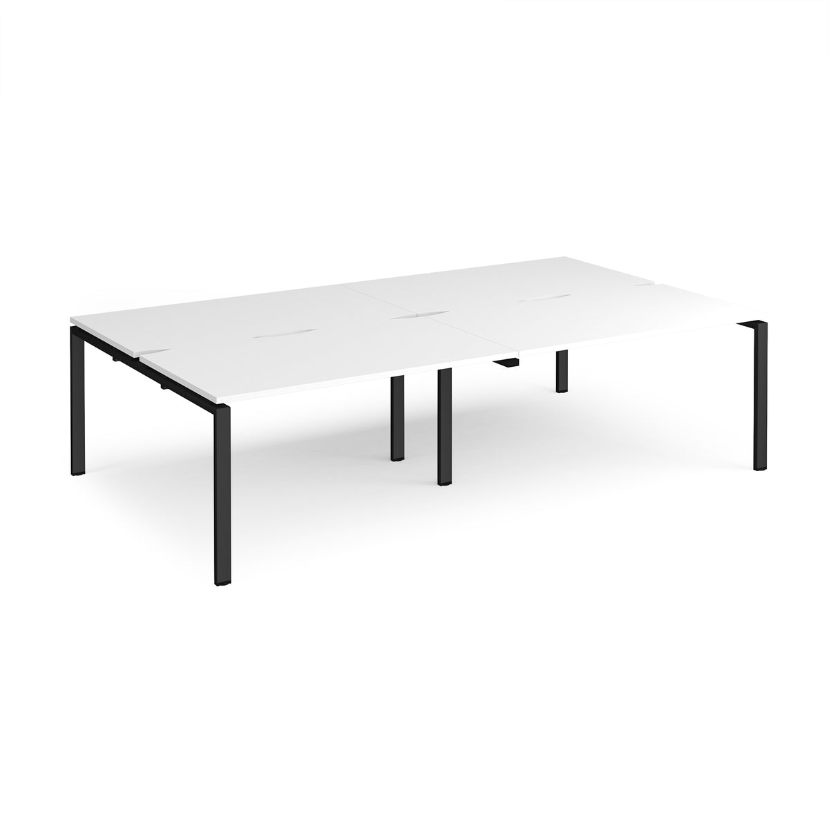 Adapt double back to back desks 2800mm x 1600mm - black frame, White Top - view 1