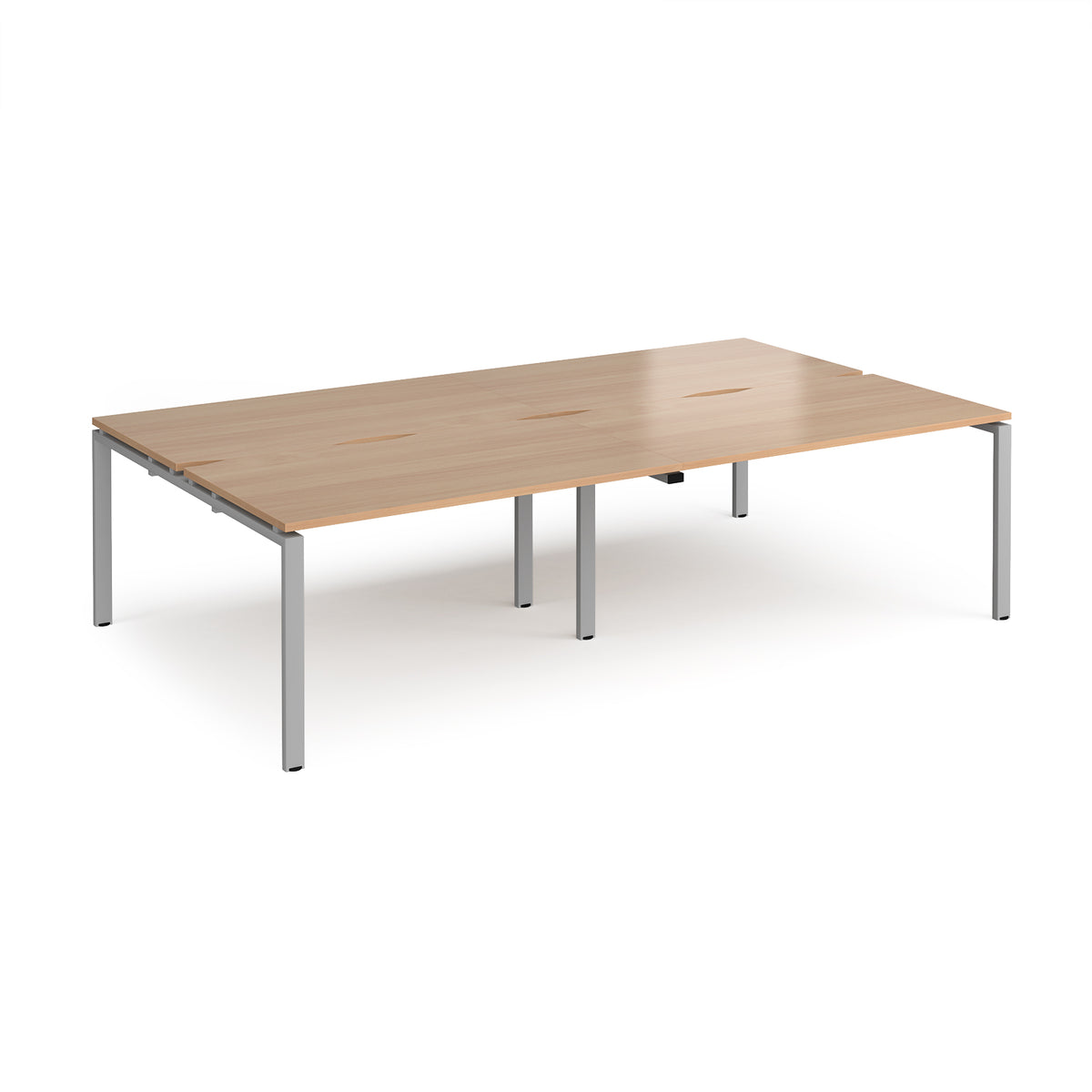 Adapt double back to back desks 2800mm x 1600mm - silver frame, Beech top - view 1