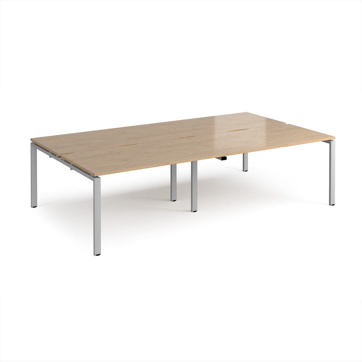 Adapt double back to back desks 2800mm x 1600mm - silver frame, Kendal Oak Top - view 1