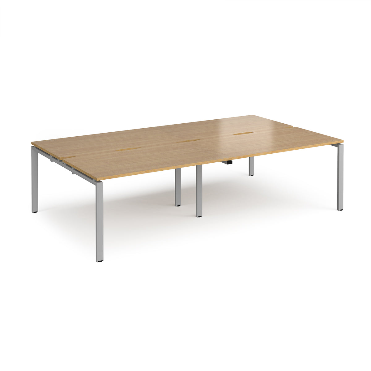 Adapt double back to back desks 2800mm x 1600mm - silver frame, Oak Top - view 1