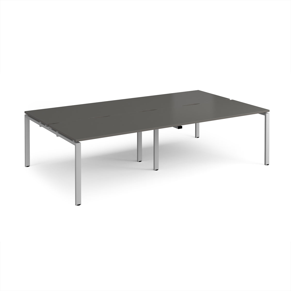 Adapt double back to back desks 2800mm x 1600mm - silver frame, storm grey top - view 1