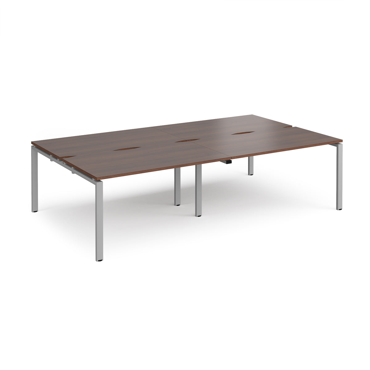 Adapt double back to back desks 2800mm x 1600mm - silver frame, Walnut top - view 1