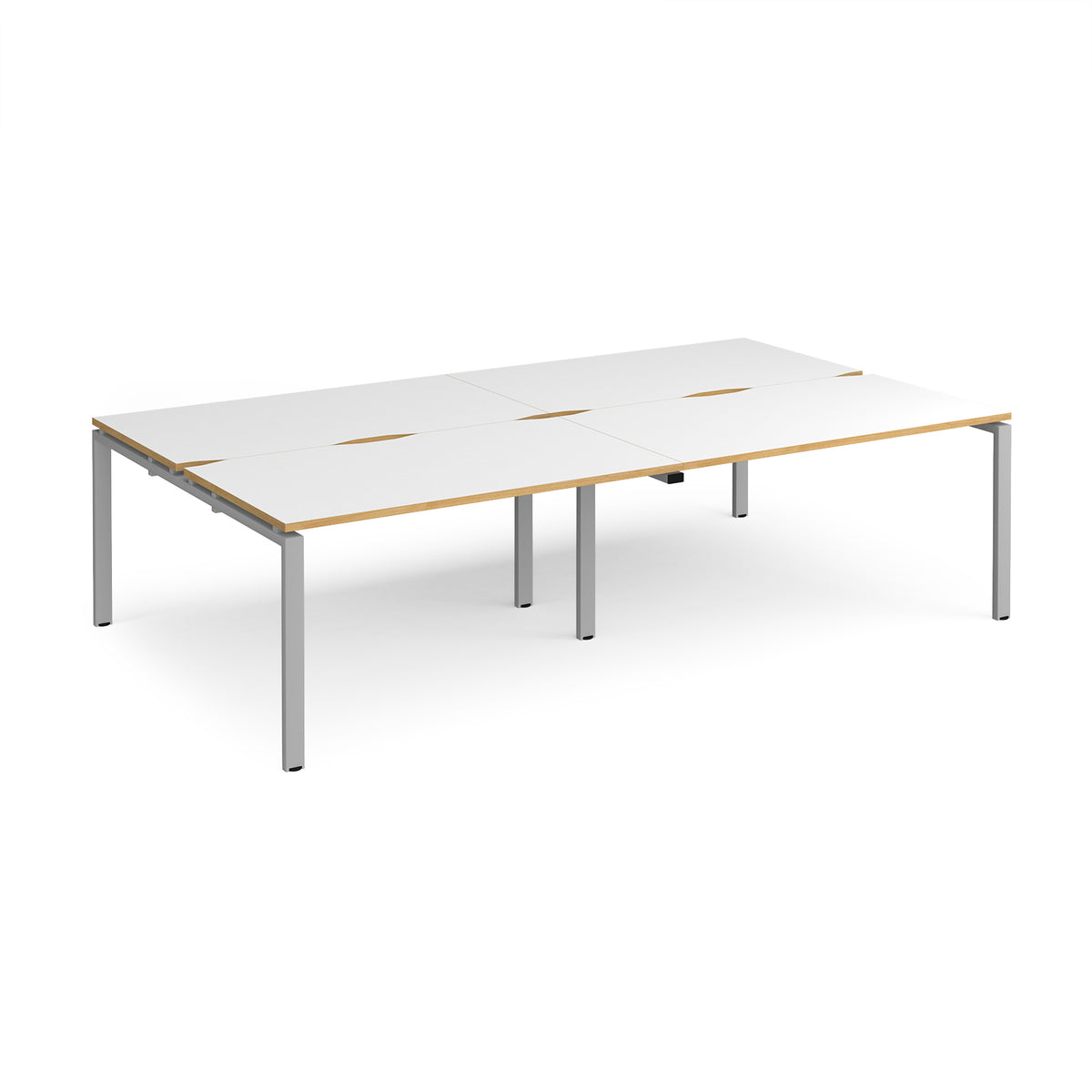Adapt double back to back desks 2800mm x 1600mm - silver frame, White Top with oak edging - view 1