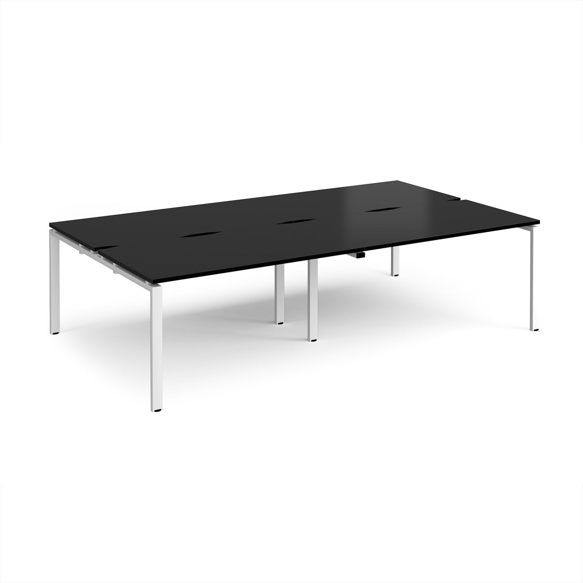 Adapt double back to back desks 2800mm x 1600mm - white frame, black top - view 1