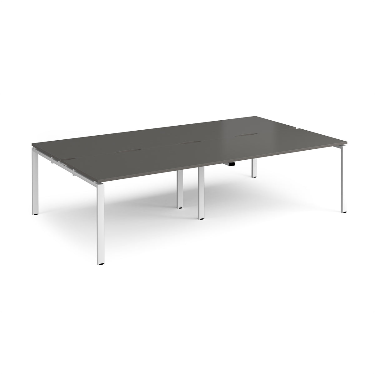 Adapt double back to back desks 2800mm x 1600mm - white frame, storm grey top - view 1