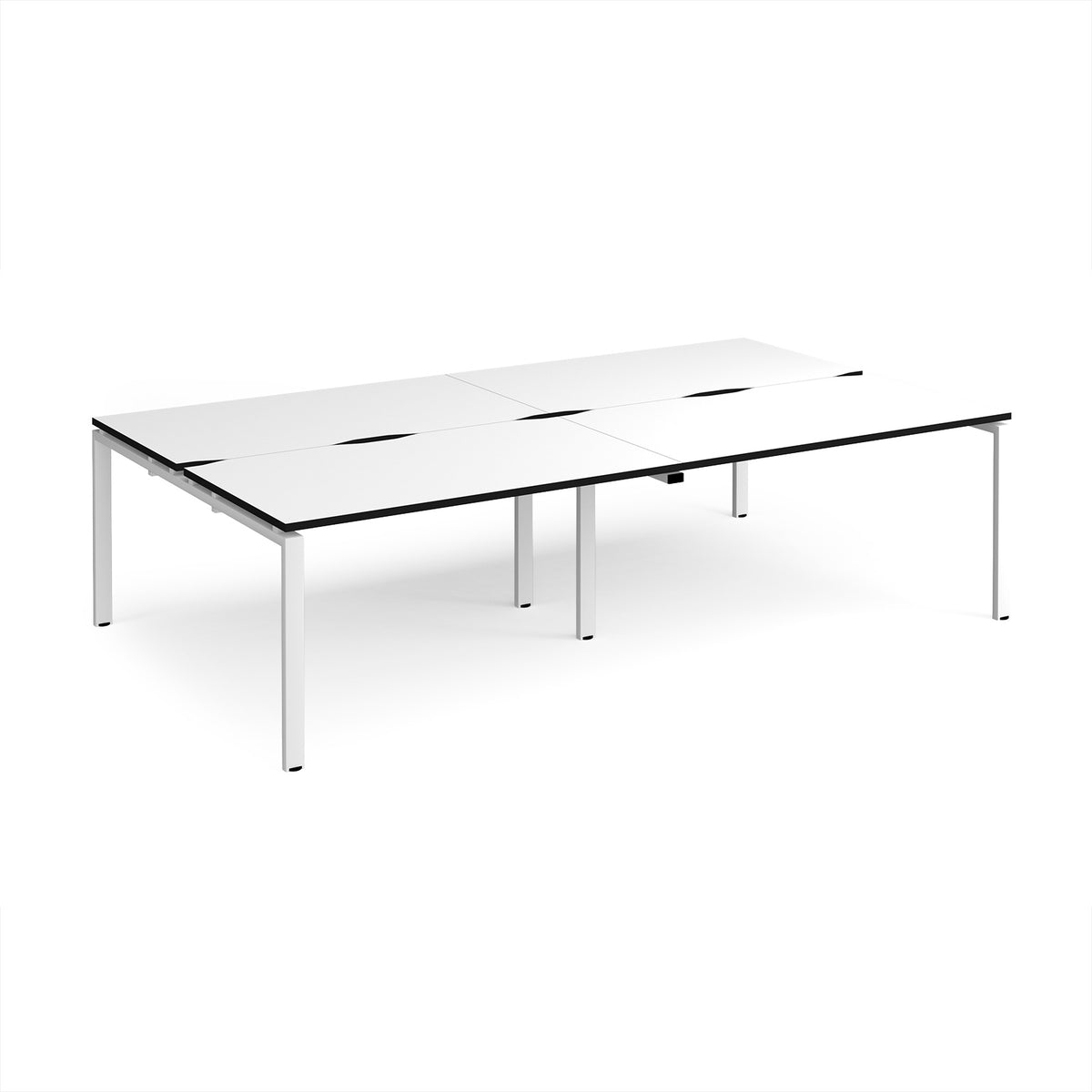 Adapt double back to back desks 2800mm x 1600mm - white frame, White Top, black edge - view 1