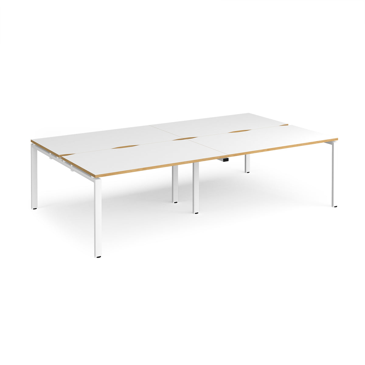 Adapt double back to back desks 2800mm x 1600mm - white frame, White Top with oak edging - view 1