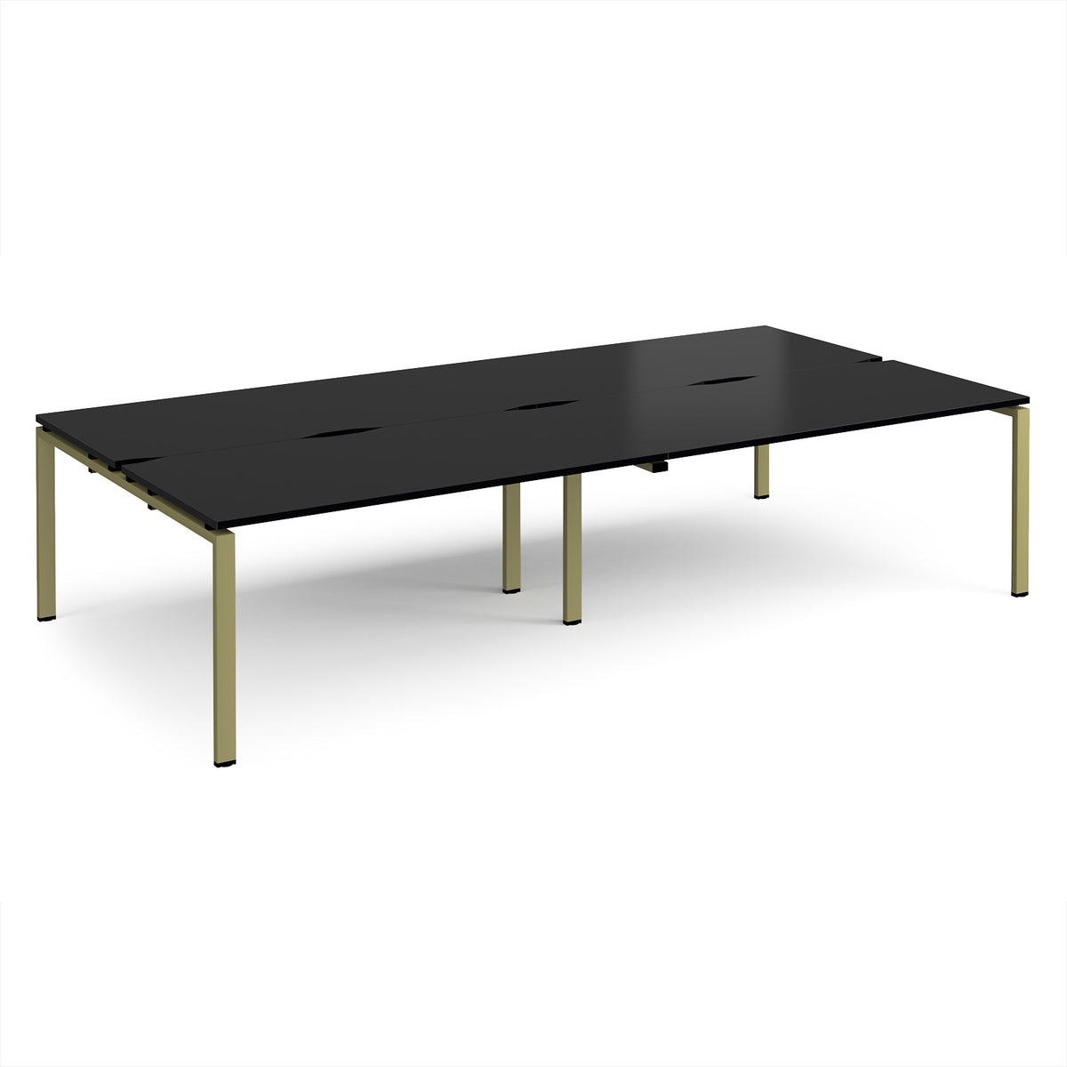 Adapt double back to back desks 3200mm x 1600mm - green frame, black top - view 1