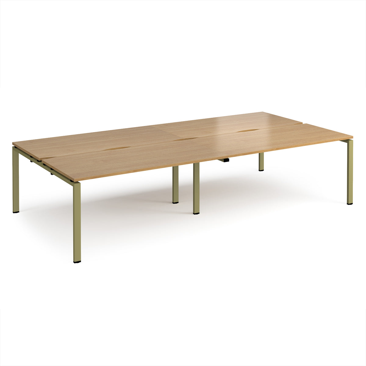 Adapt double back to back desks 3200mm x 1600mm - green frame, Oak Top - view 1