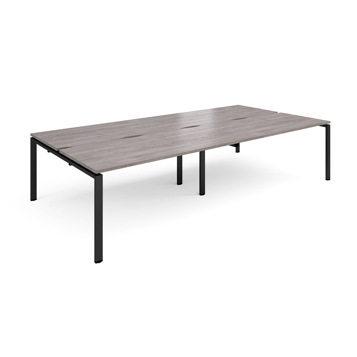 Adapt double back to back desks 3200mm x 1600mm - black frame, Grey Oak Top - view 1