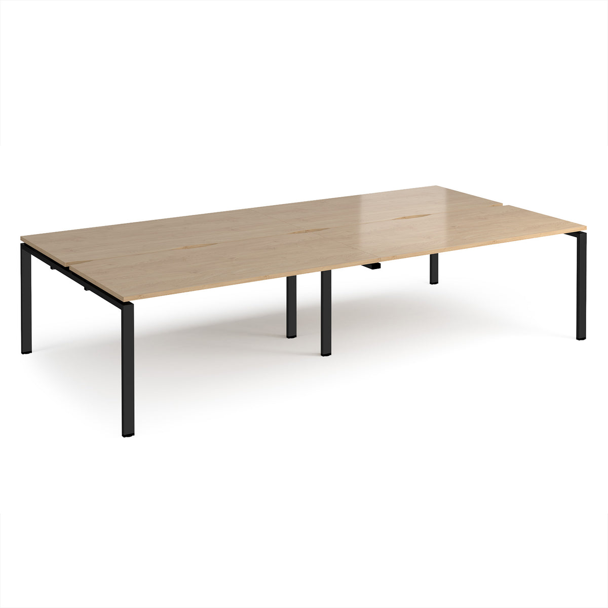 Adapt double back to back desks 3200mm x 1600mm - black frame, Kendal Oak Top - view 1