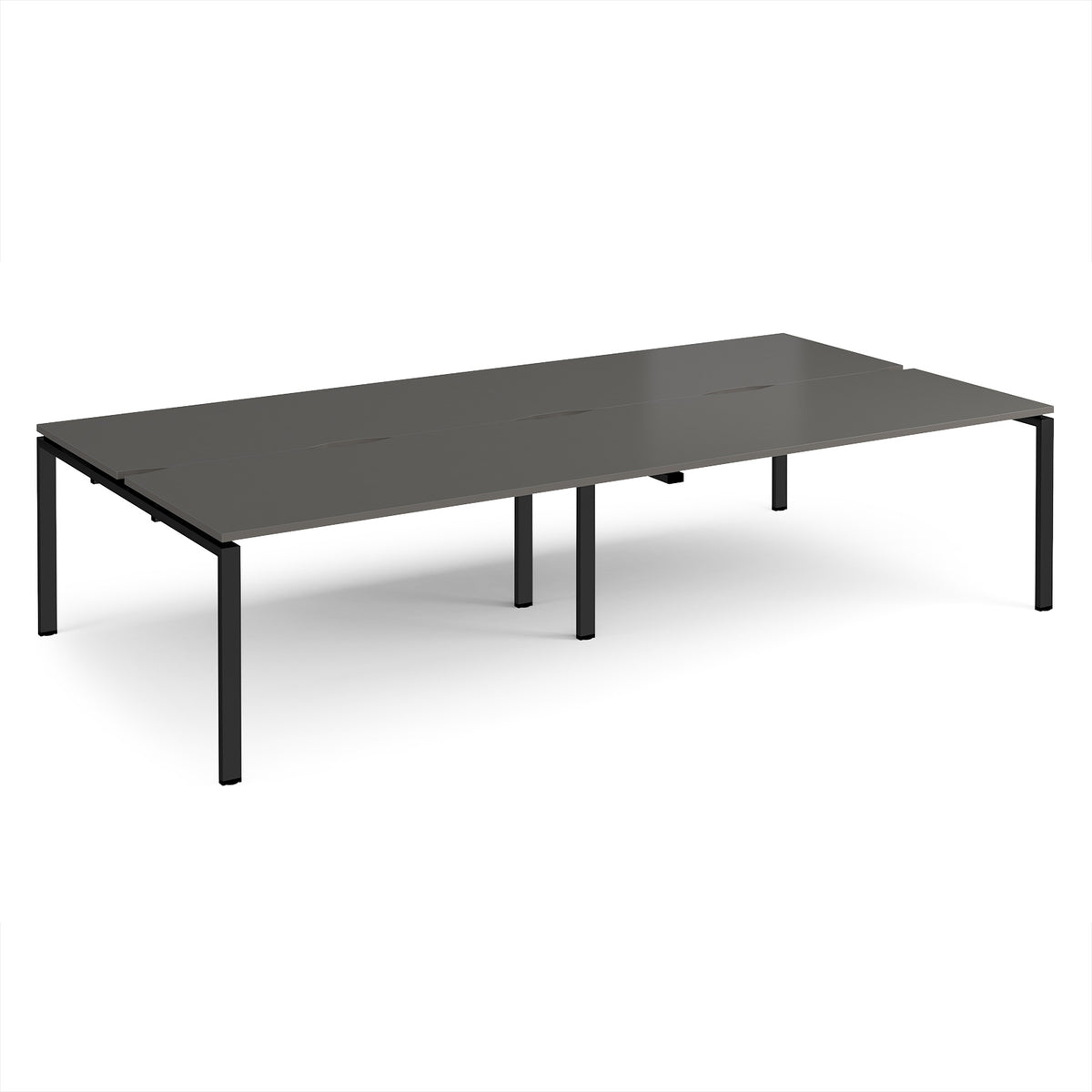 Adapt double back to back desks 3200mm x 1600mm - black frame, storm grey top - view 1