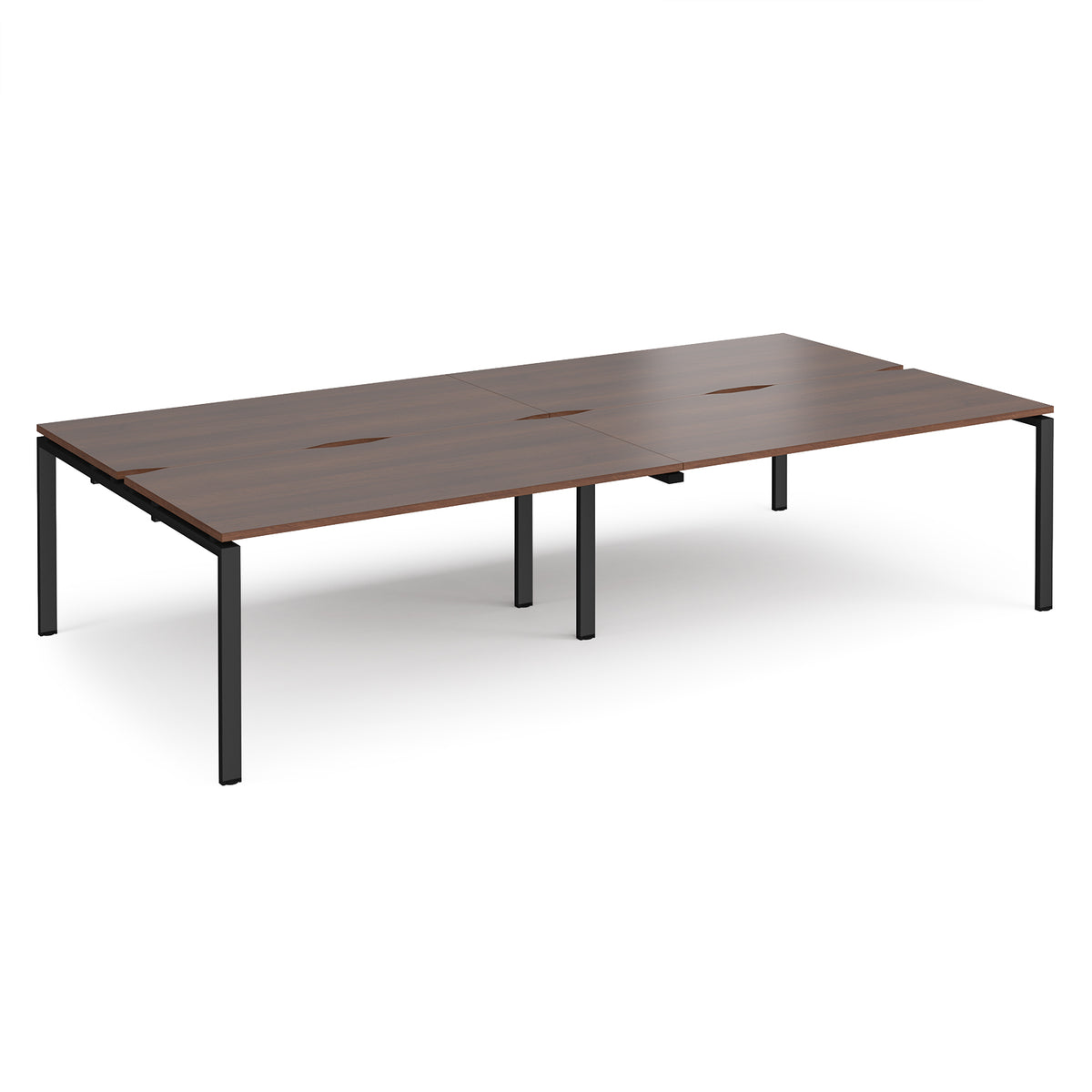 Adapt double back to back desks 3200mm x 1600mm - black frame, Walnut top - view 1