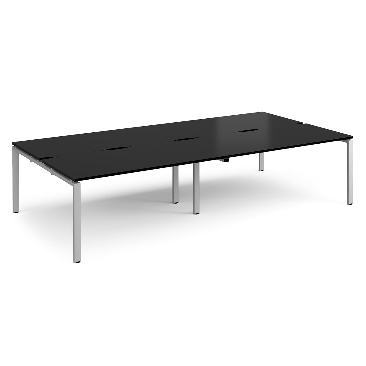 Adapt double back to back desks 3200mm x 1600mm - silver frame, black top - view 1