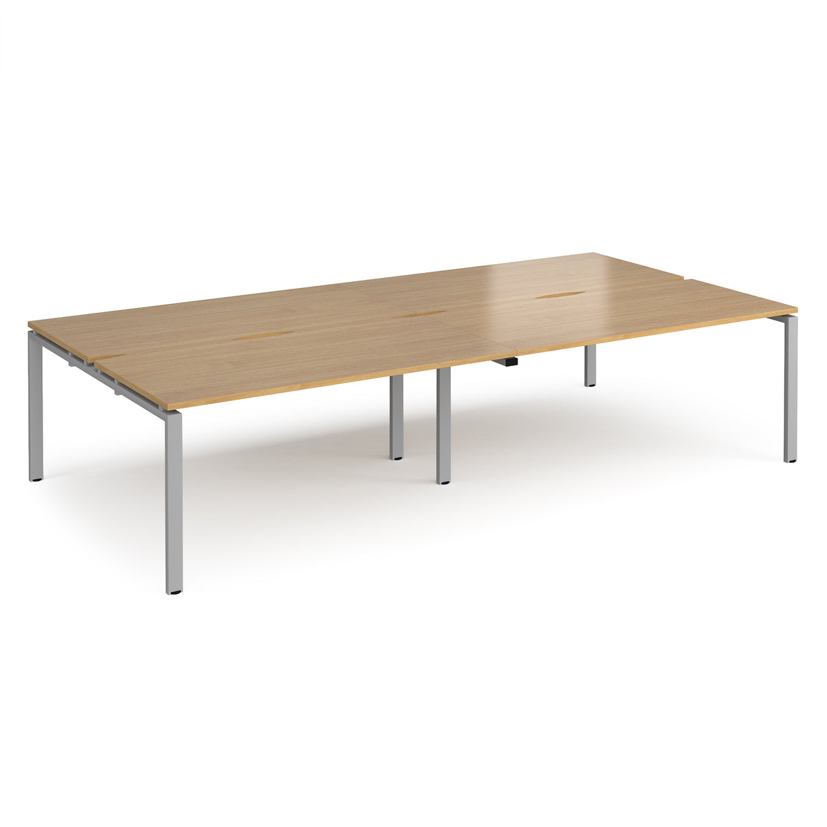 Adapt double back to back desks 3200mm x 1600mm - silver frame, Oak Top - view 1