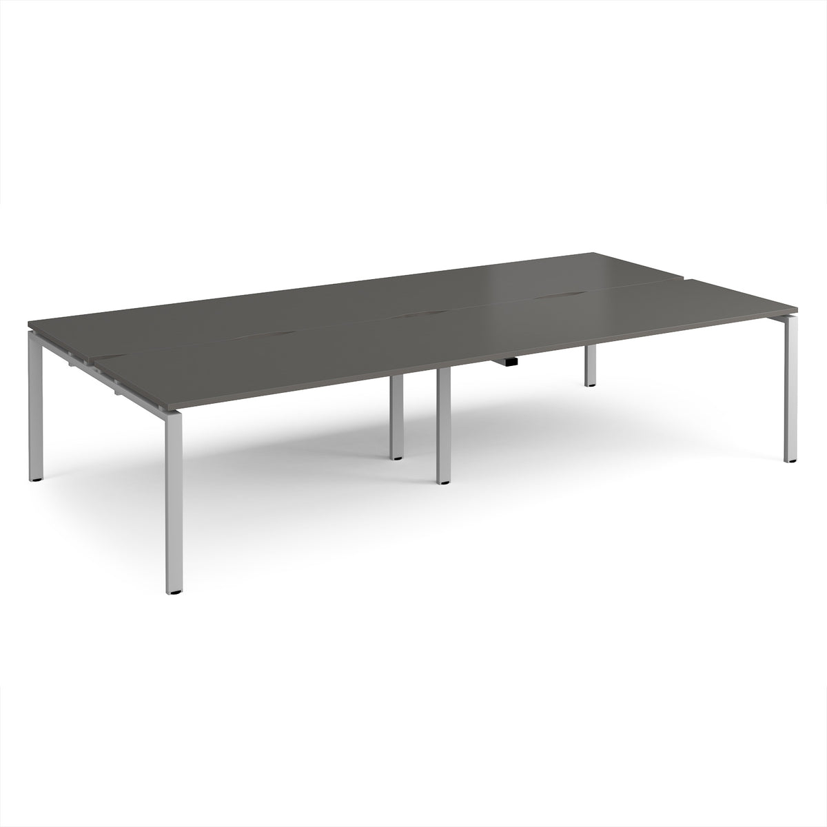 Adapt double back to back desks 3200mm x 1600mm - silver frame, storm grey top - view 1