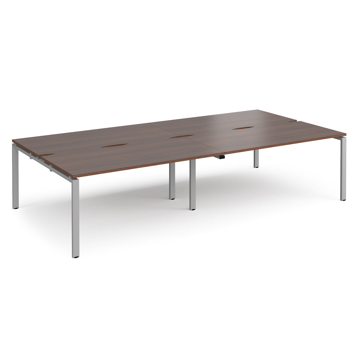 Adapt double back to back desks 3200mm x 1600mm - silver frame, Walnut top - view 1