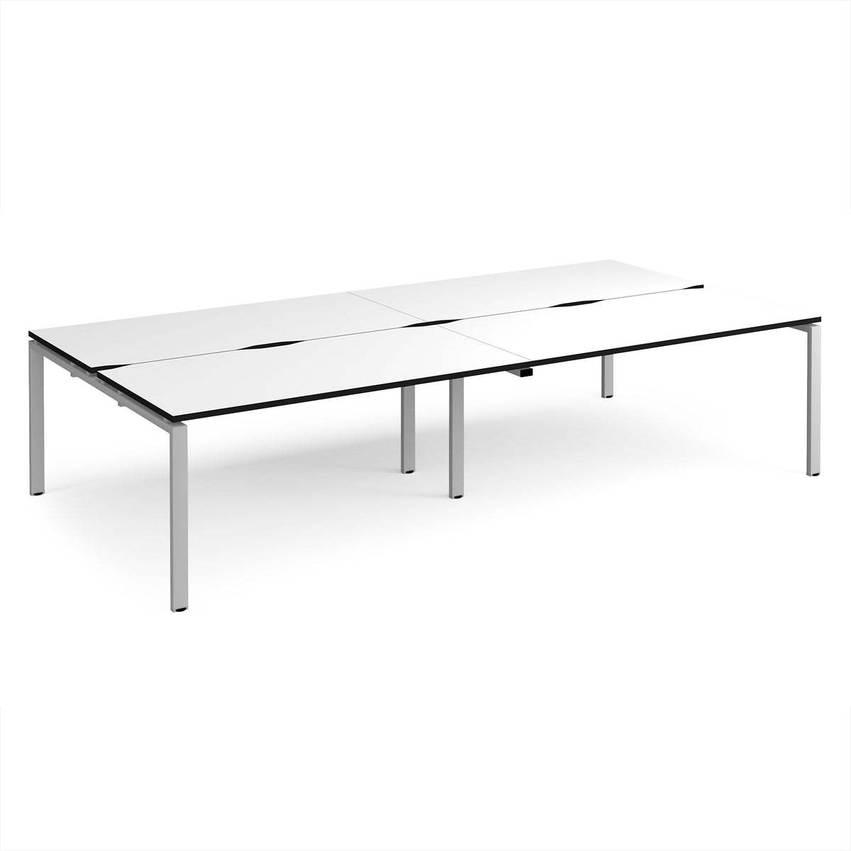 Adapt double back to back desks 3200mm x 1600mm - silver frame, White Top, black edge - view 1