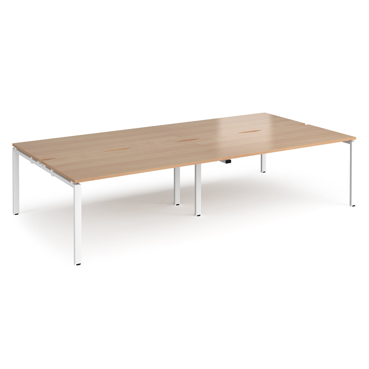 Adapt double back to back desks 3200mm x 1600mm - white frame, Beech top - view 1
