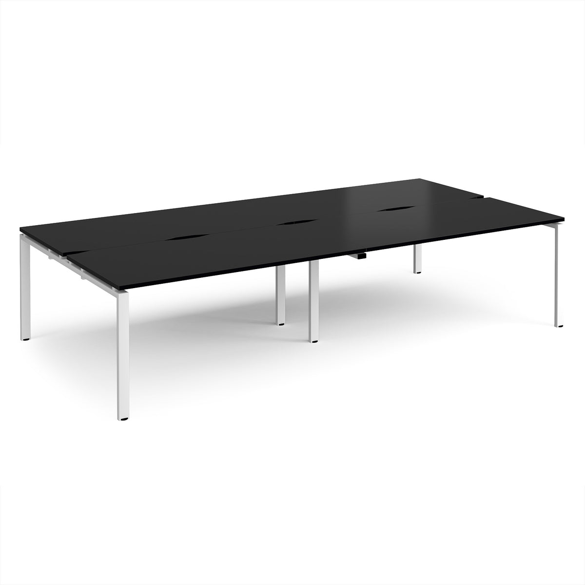 Adapt double back to back desks 3200mm x 1600mm - white frame, black top - view 1