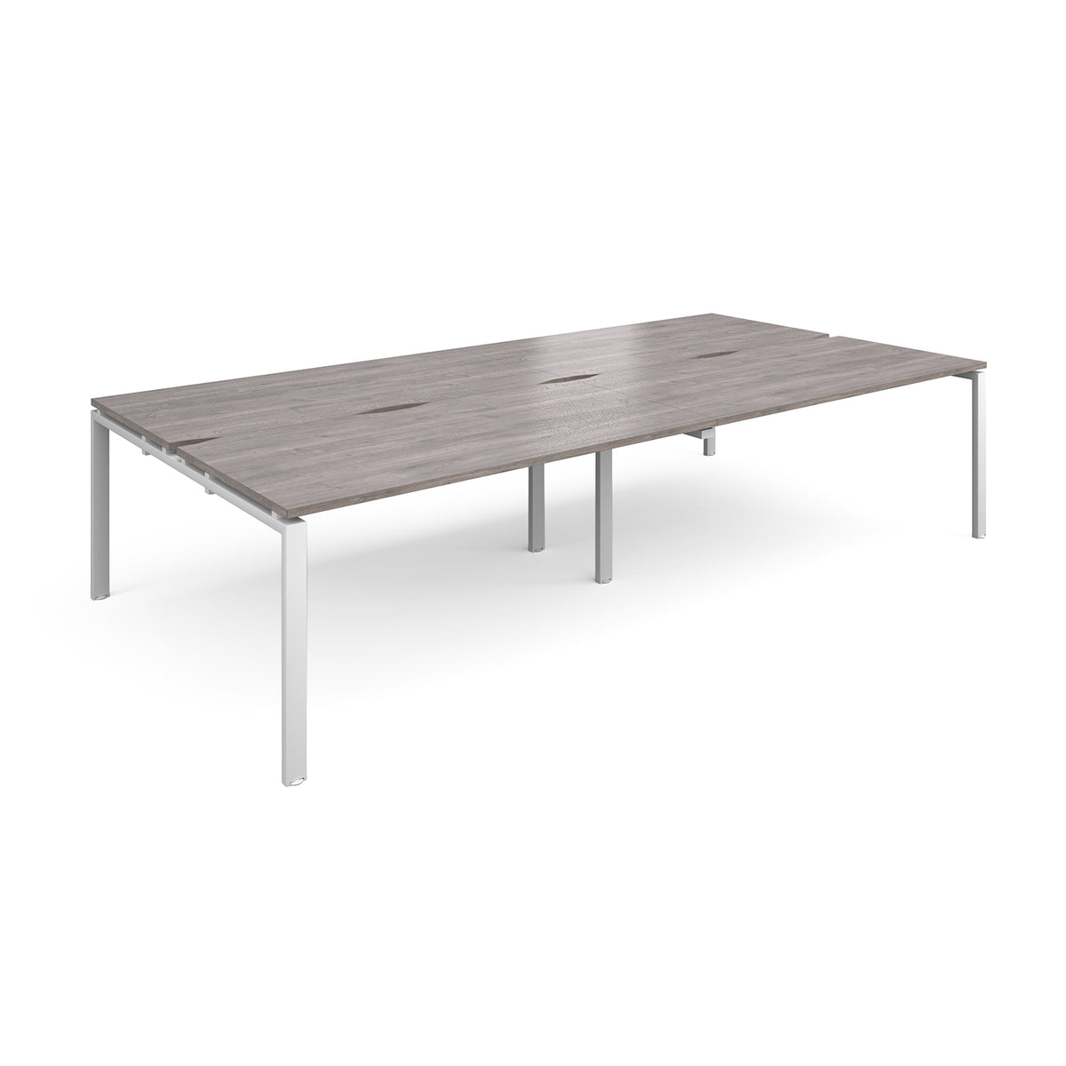 Adapt double back to back desks 3200mm x 1600mm - white frame, Grey Oak Top - view 1