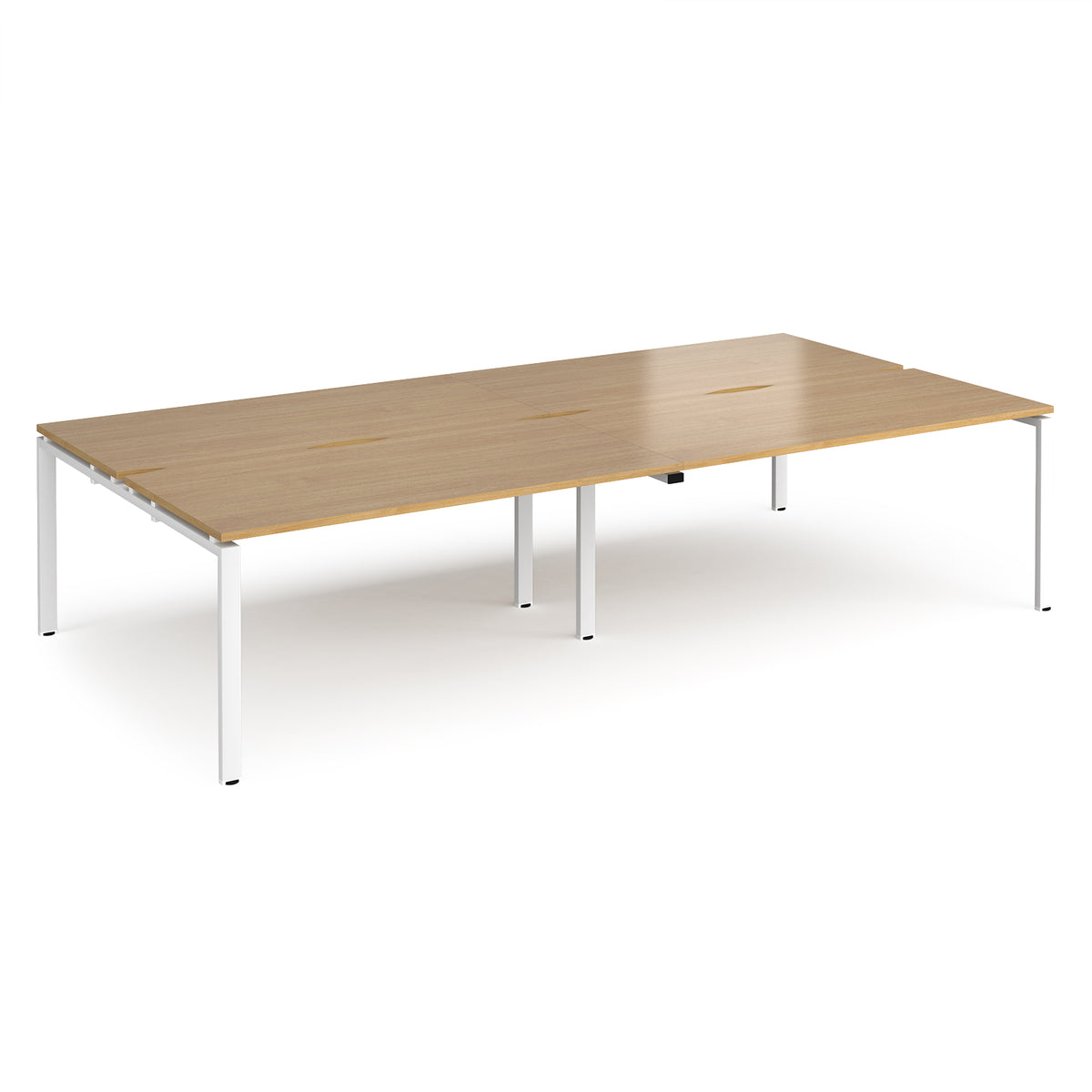 Adapt double back to back desks 3200mm x 1600mm - white frame, Oak Top - view 1