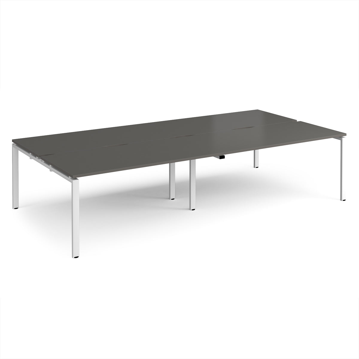 Adapt double back to back desks 3200mm x 1600mm - white frame, storm grey top - view 1