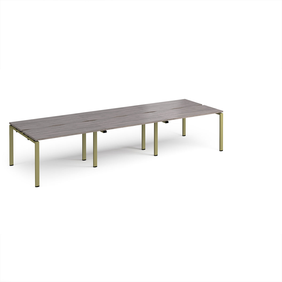 Adapt triple back to back desks 3600mm x 1200mm - green frame, Grey Oak Top - view 1