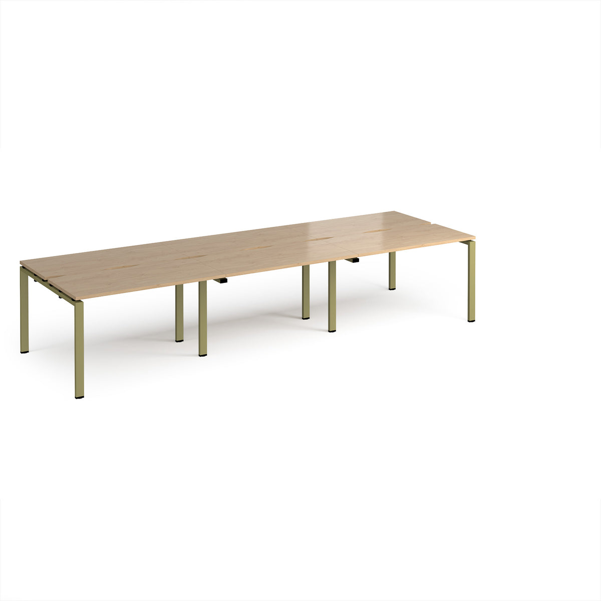 Adapt triple back to back desks 3600mm x 1200mm - green frame, Kendal Oak Top - view 1