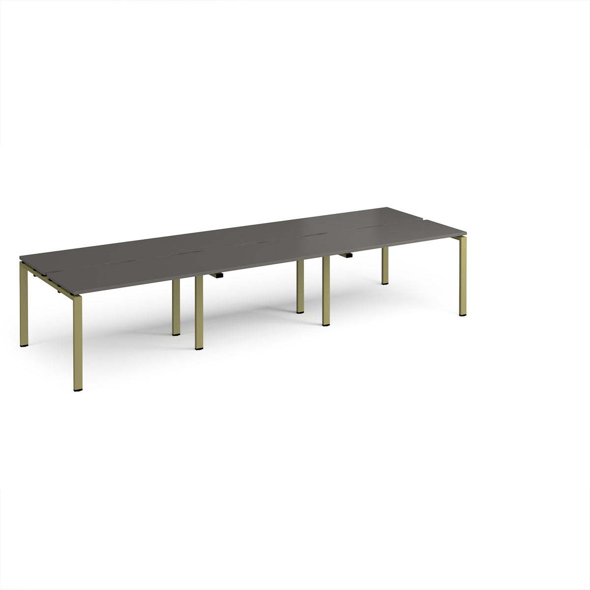 Adapt triple back to back desks 3600mm x 1200mm - green frame, storm grey top - view 1