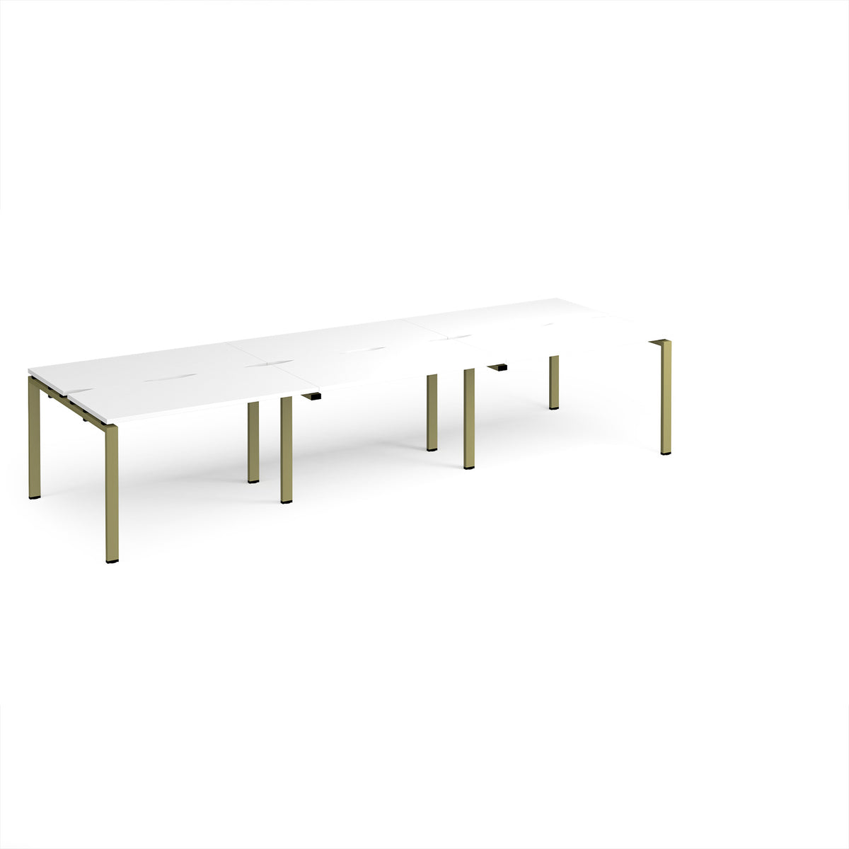 Adapt triple back to back desks 3600mm x 1200mm - green frame, White Top - view 1