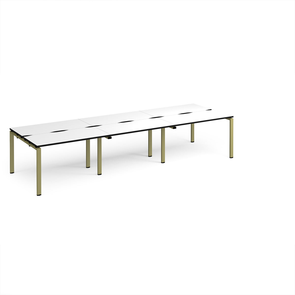 Adapt triple back to back desks 3600mm x 1200mm - green frame, White Top, black edge - view 1