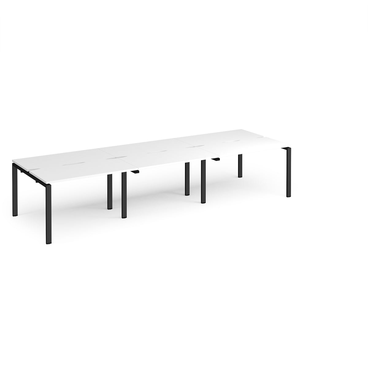 Adapt triple back to back desks 3600mm x 1200mm - black frame, White Top - view 1
