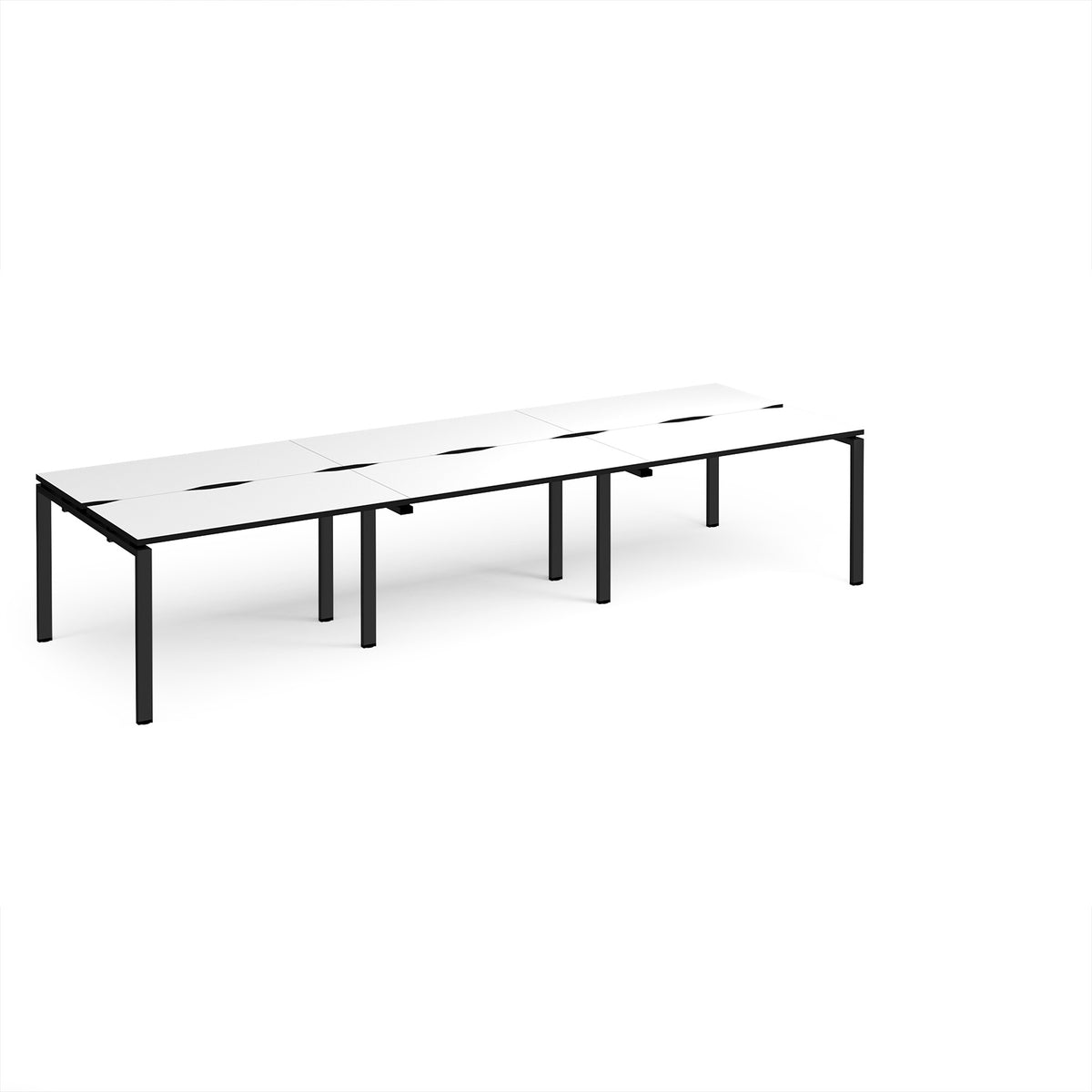 Adapt triple back to back desks 3600mm x 1200mm - black frame, White Top, black edge - view 1