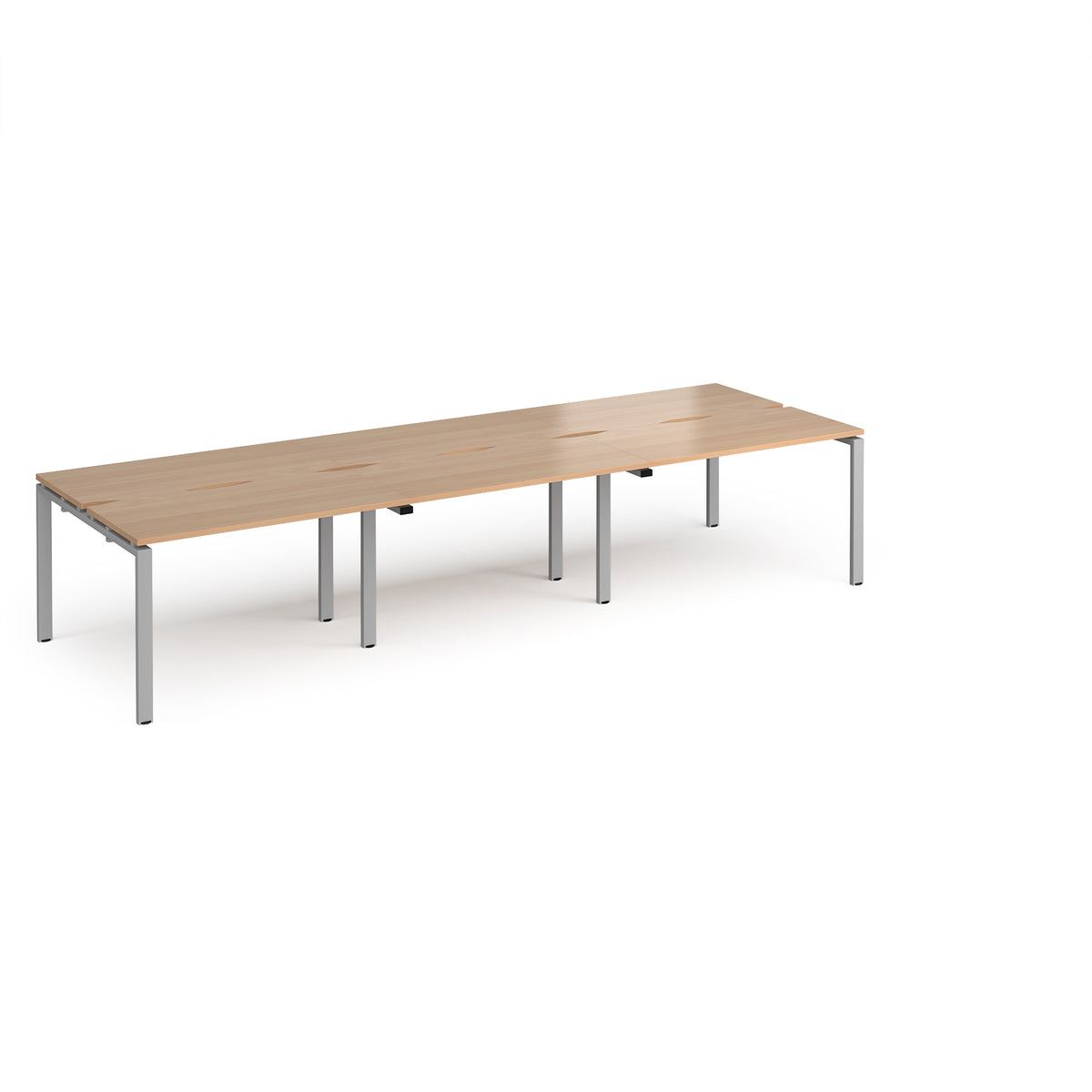 Adapt triple back to back desks 3600mm x 1200mm - silver frame, Beech top - view 1