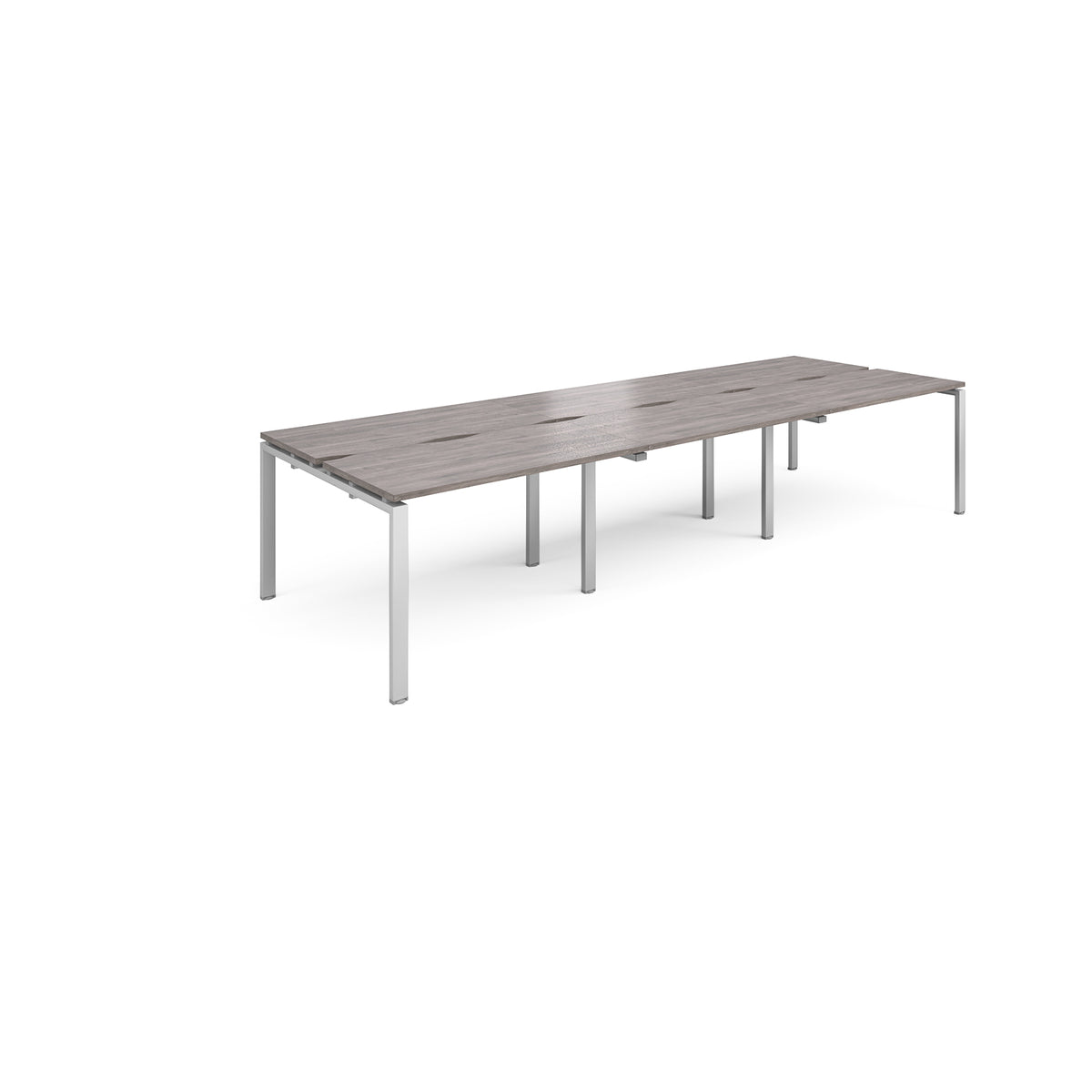Adapt triple back to back desks 3600mm x 1200mm - silver frame, Grey Oak Top - view 1