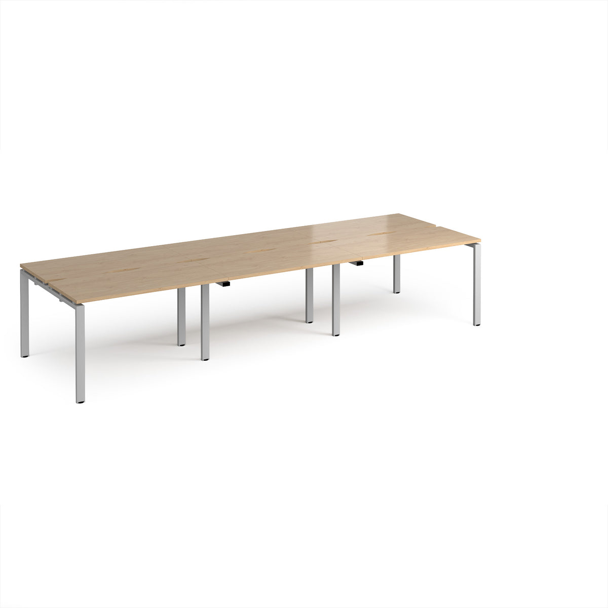 Adapt triple back to back desks 3600mm x 1200mm - silver frame, Kendal Oak Top - view 1
