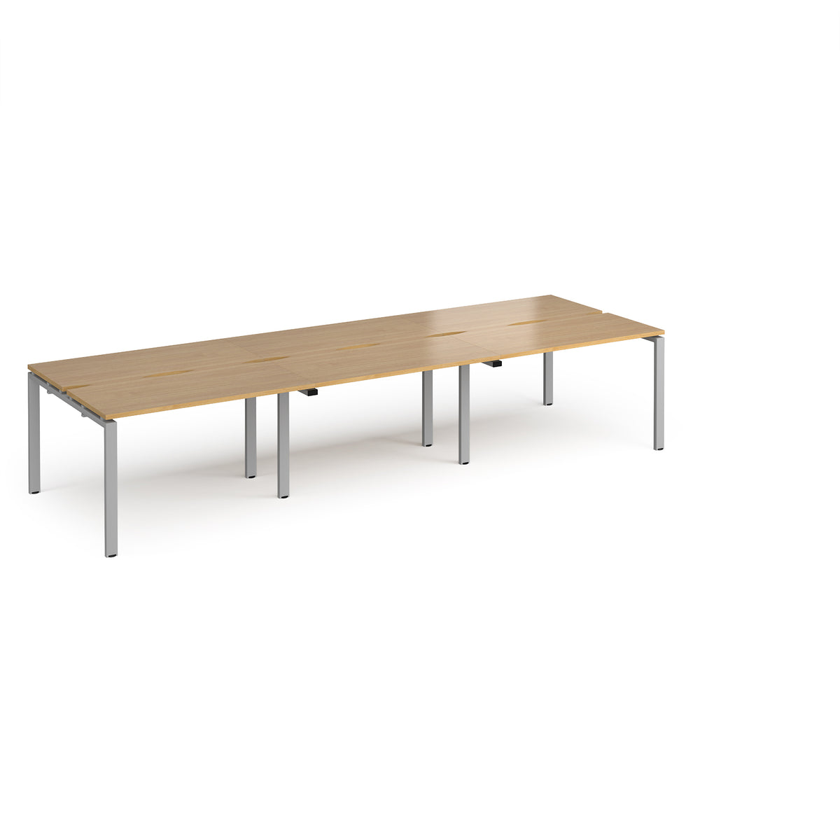 Adapt triple back to back desks 3600mm x 1200mm - silver frame, Oak Top - view 1