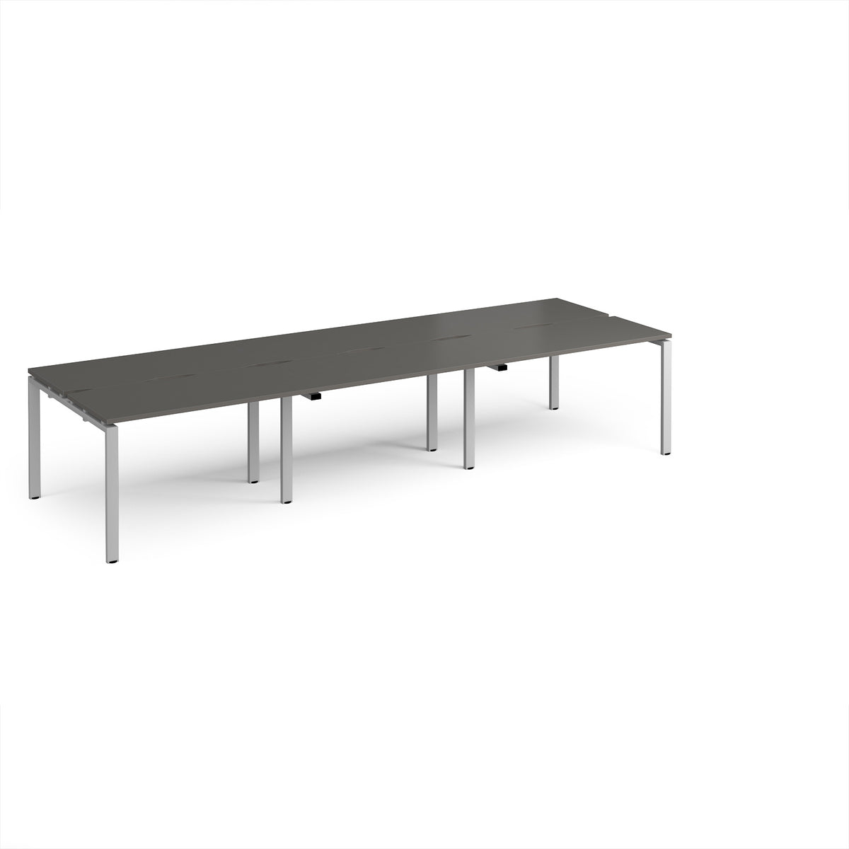 Adapt triple back to back desks 3600mm x 1200mm - silver frame, storm grey top - view 1