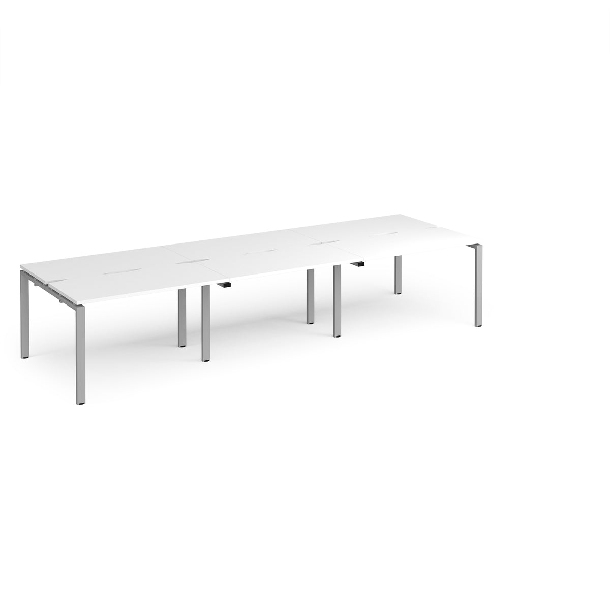 Adapt triple back to back desks 3600mm x 1200mm - silver frame, White Top - view 1
