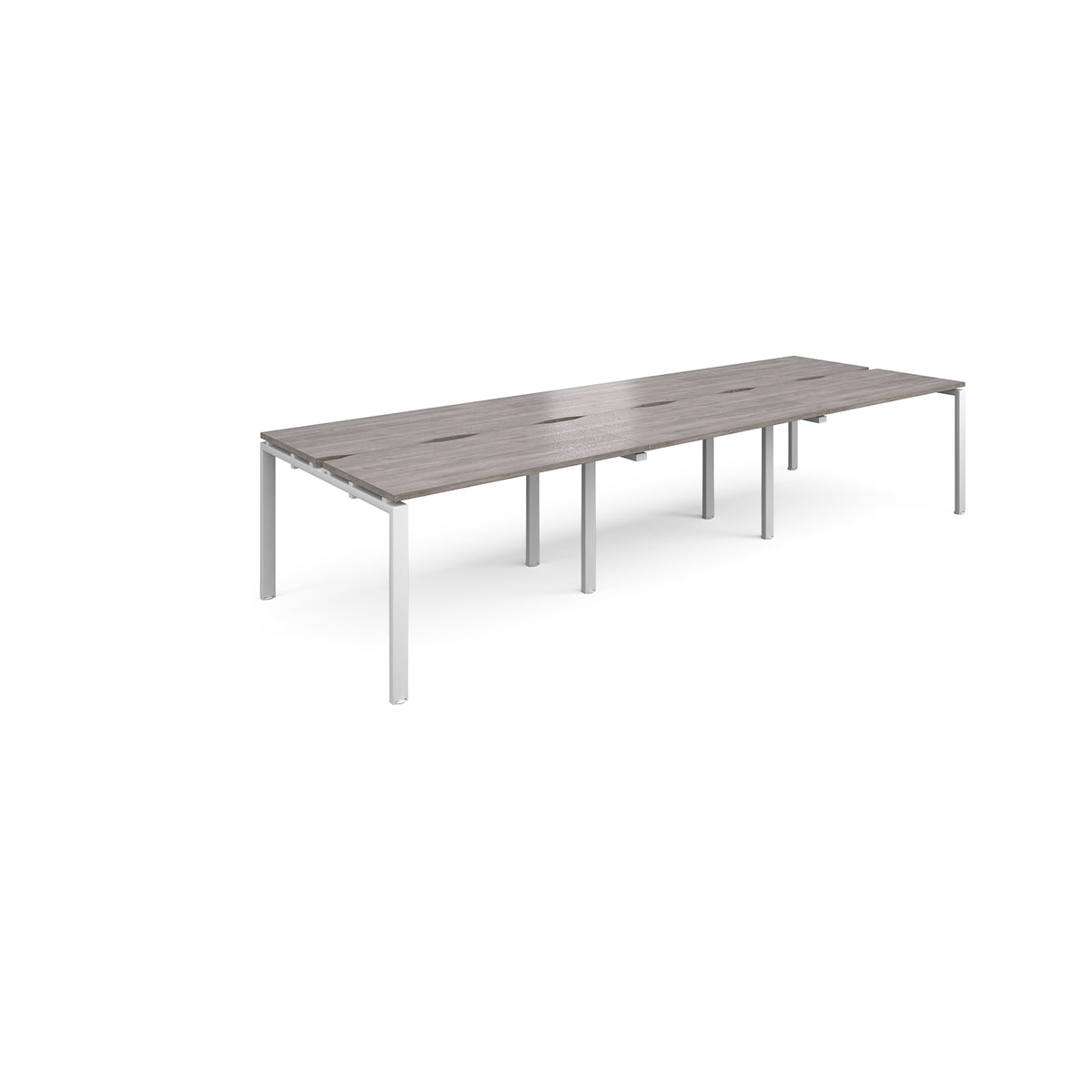 Adapt triple back to back desks 3600mm x 1200mm - white frame, Grey Oak Top - view 1